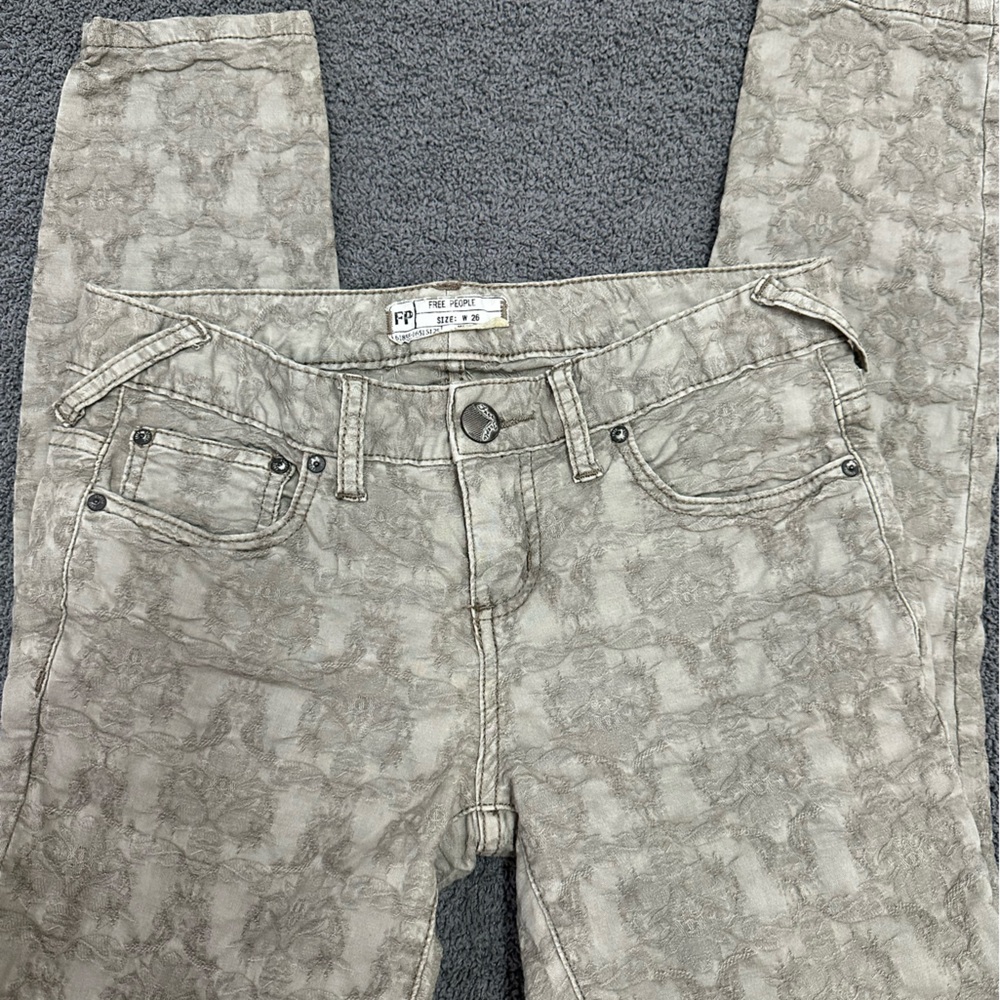 Free People Textured Jeans, Sage Color Size 26